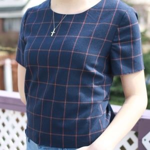 Checkered Blue and Orange Tee